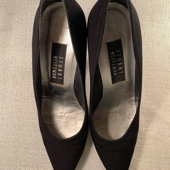 Stuart Weitzman black genuine silk kitten heels - Picture 2 of 10